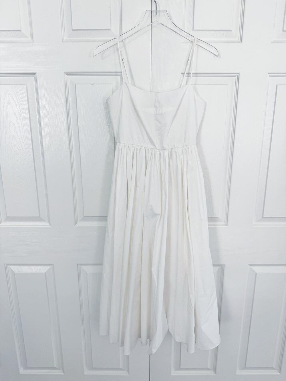 J.Crew White Cotton Poplin Midi Dress A-Line Fit & Flare Sundress Classic Chic